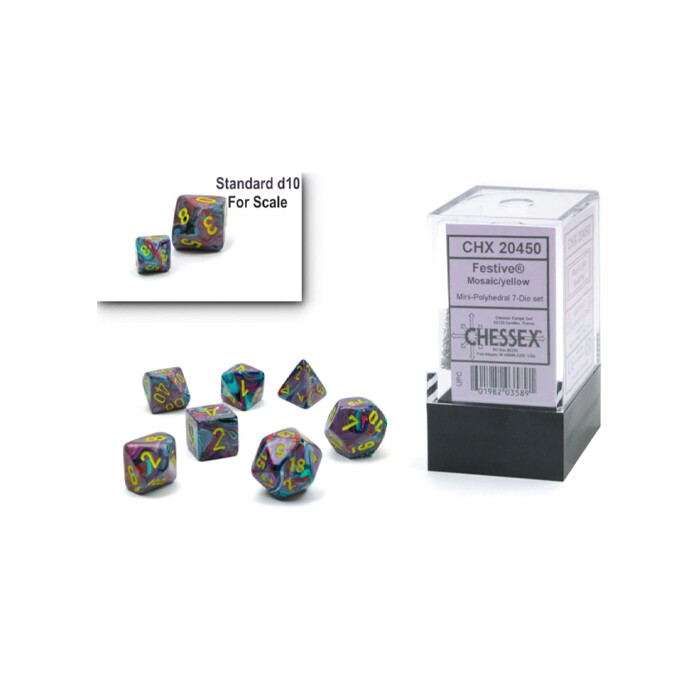 Chessex: Poly 7 Set - Mini - Festive - Mosaic w/ Yellow