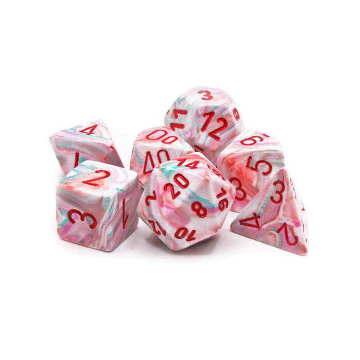 Chessex: Poly 7 Set - Festive - Pop Art w/ Red