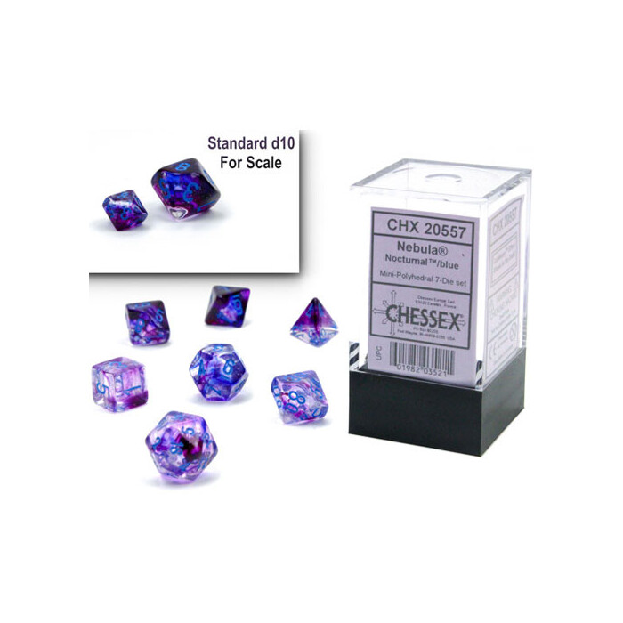 Chessex: Poly 7 Set - Mini - Nebula - Nocturnal w/ Blue