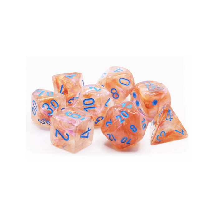 Chessex: Poly 7 Set - Borealis - Rose Gold w/ Light Blue