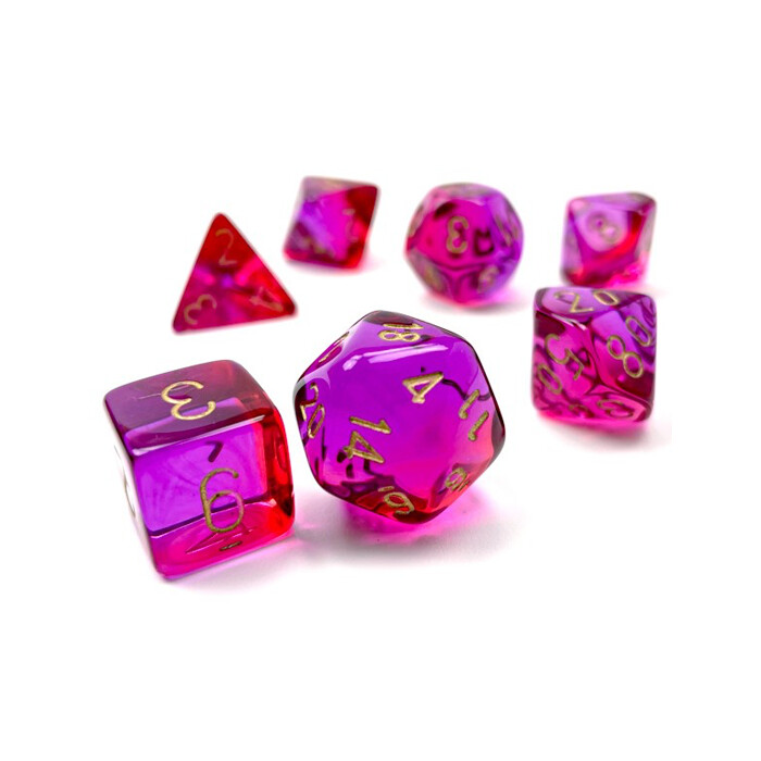 Chessex: Poly 7 Set - Gemini - Translucent Red-Violet w/ Gold