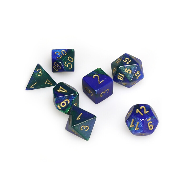 Chessex: Poly 7 Set - Gemini - Blue-Green w/ Gold