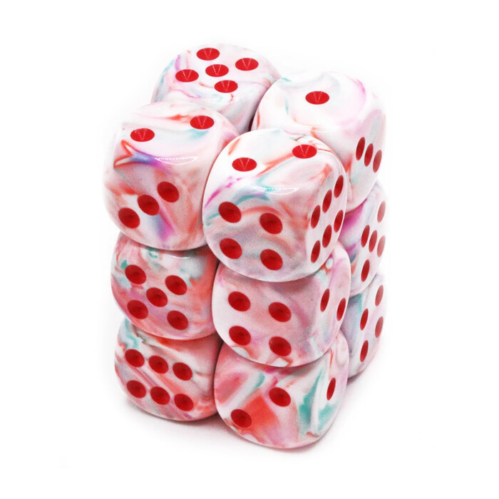 Chessex: 16mm D6 - Festive - Pop Art w/ Red