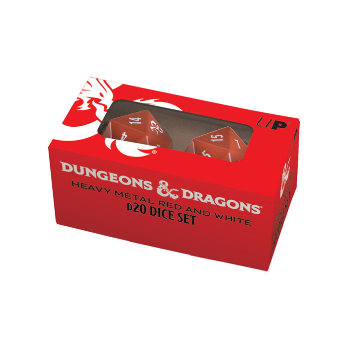 Ultra Pro: Dice - Heavy Metal - d20 - D&amp;D - Red w/ White