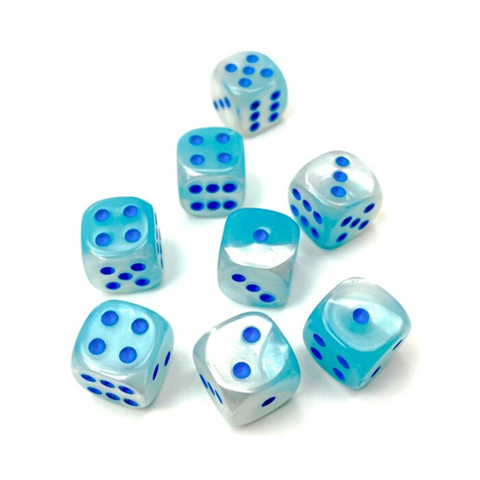 Chessex: 12mm D6 - Gemini - Pearl Turquoise-White w/ Blue