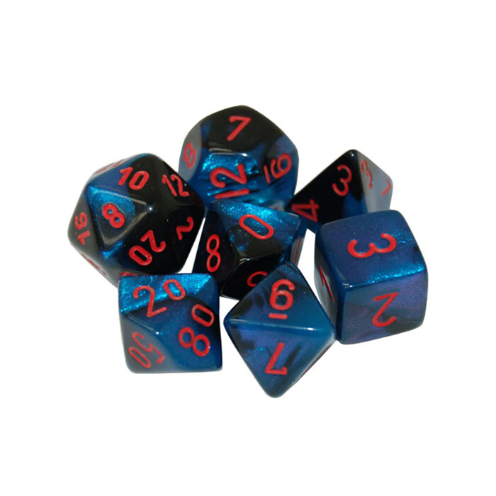 Chessex: Poly 7 Set - Mini - Gemini - Black-Starlight w/ Red