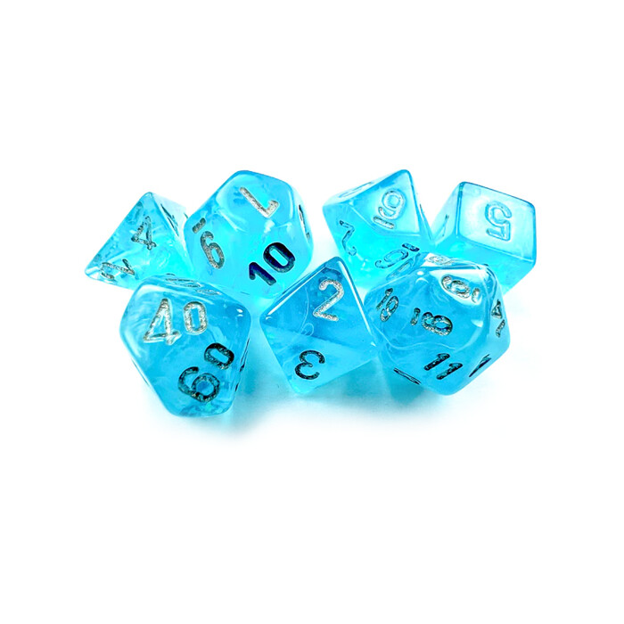 Chessex: Poly 7 Set - Mini - Luminary - Sky w/ Silver
