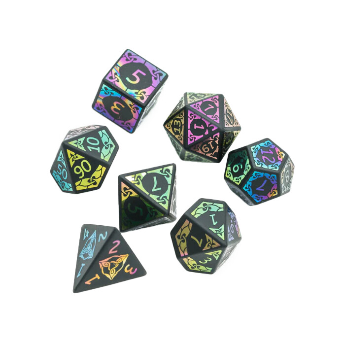 Foam Brain Games: Poly 7 Set - Obsidian &amp; Rainbow Flourish