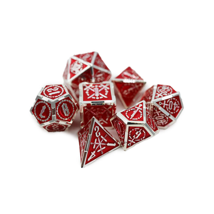 Foam Brain Games: Poly 7 Set - Metal - Sword of Hearts