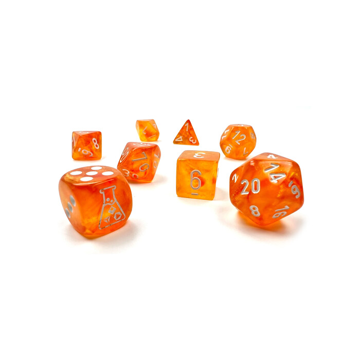 Chessex: Poly 7 Set - Borealis - Blood Orange w/ White