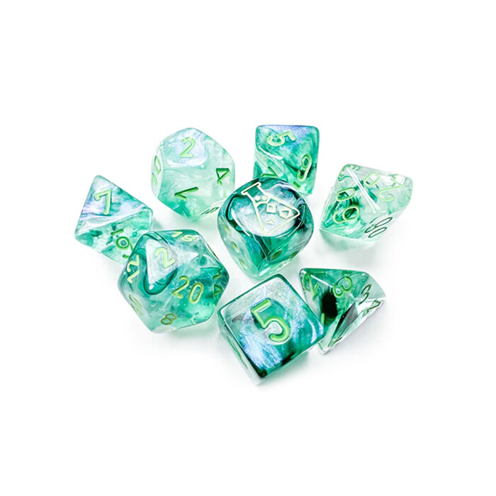 Chessex: Poly 7 Set - Borealis - Kelp w/ Light Green
