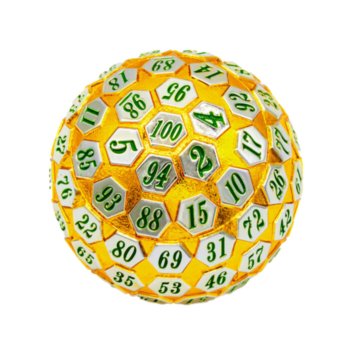Foam Brain Games: D100 - Metal - Gold &amp; Silver w/ Green