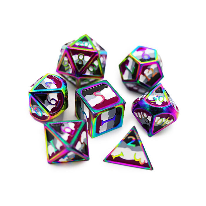 Foam Brain Games: Poly 7 Set - Metal - Asexual Flag