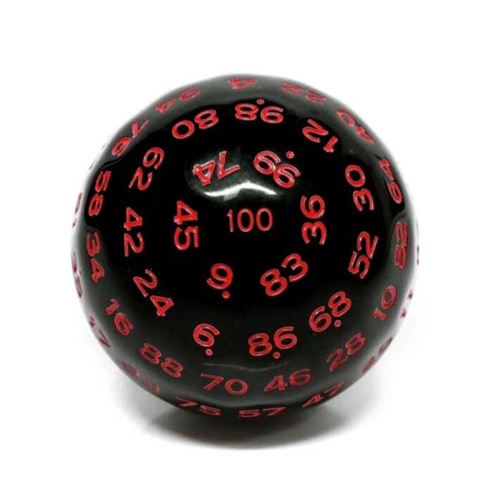 Foam Brain Games: D100 - Opaque - Black w/ Red