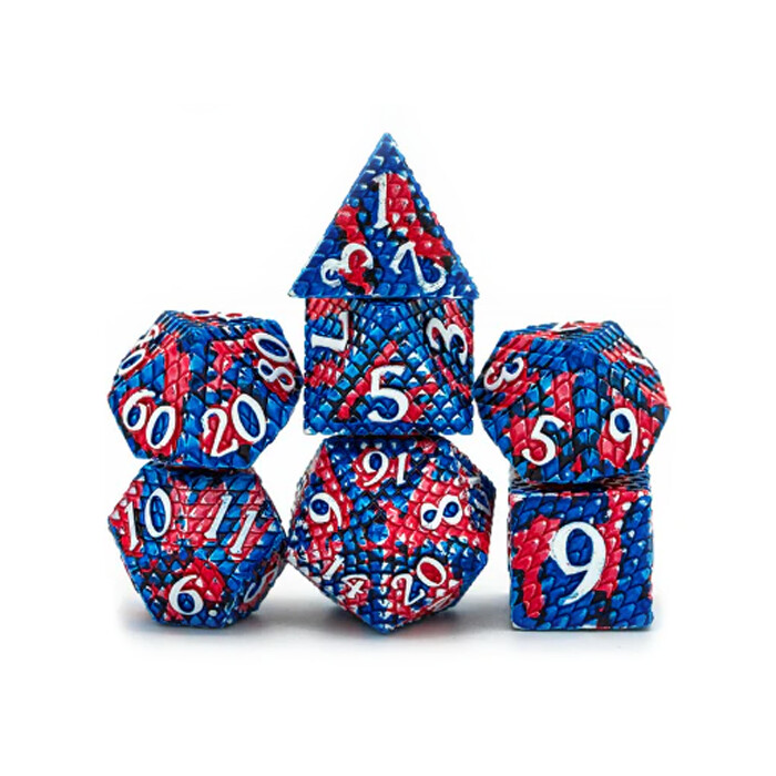 Foam Brain Games: Poly 7 Set - Metal - Dragon Scale - Coral Reef