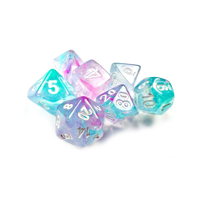 Chessex: Poly 7 Set - Mini - Nebula - Wisteria w/ White