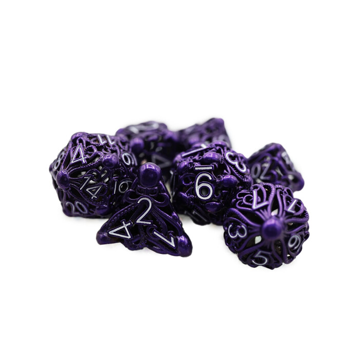 Foam Brain Games: Poly 7 Set - Metal - Hollow - Mind Eater - Electric Purple
