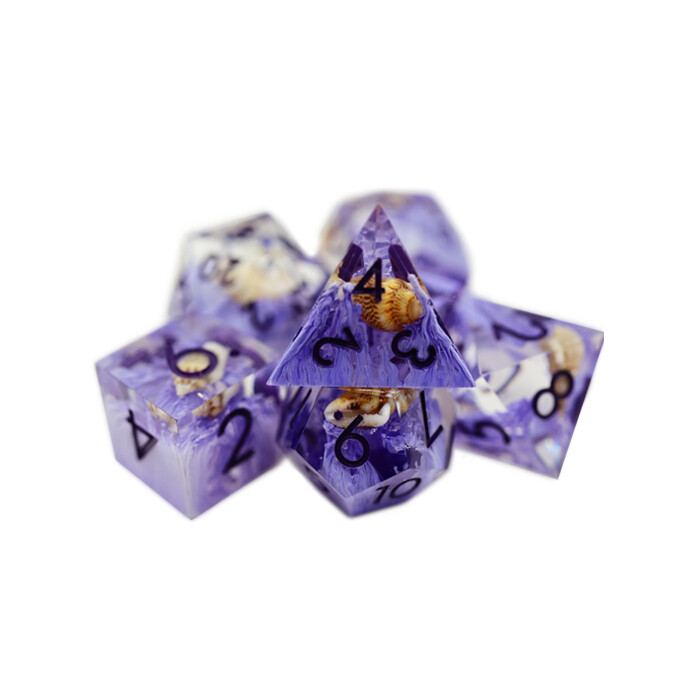 Foam Brain Games: Poly 7 Set - Sharp Edge Resin - Purple Coral &amp; Sea Snail