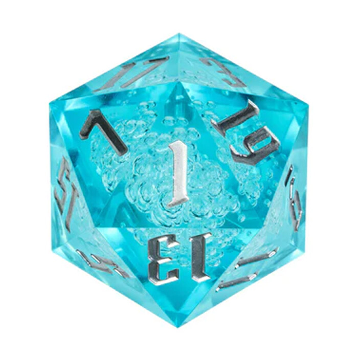 Foam Brain Games: D20 - Titan - Sharp Edge - Cyan Bubbles