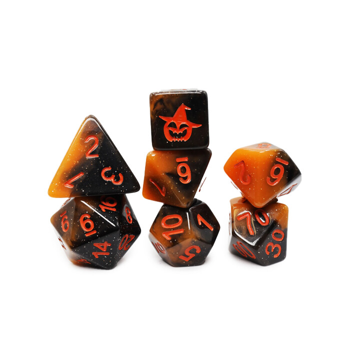 Foam Brain Games: Poly 7 Set - Halloween Pumpkin