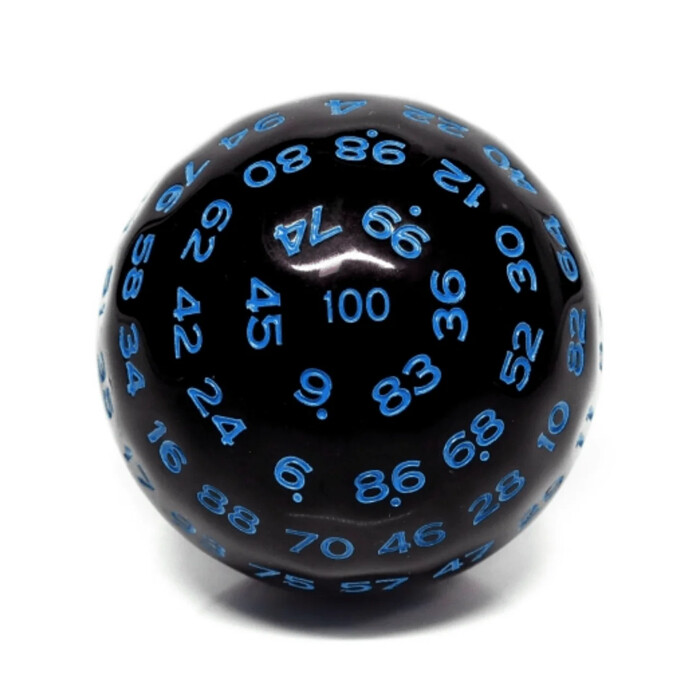 Foam Brain Games: D100 - Opaque - Black w/ Blue