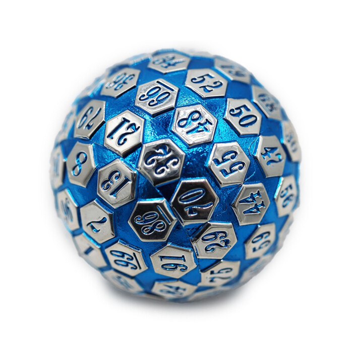 Foam Brain Games: D100 - Metal - Blue w/ Silver