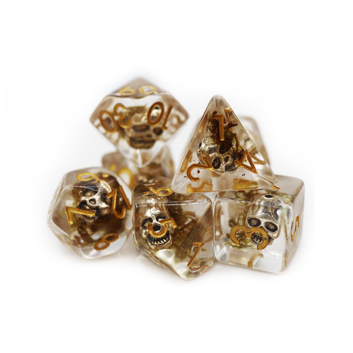 Foam Brain Games: Poly 7 Set - Silver Pirate Skull