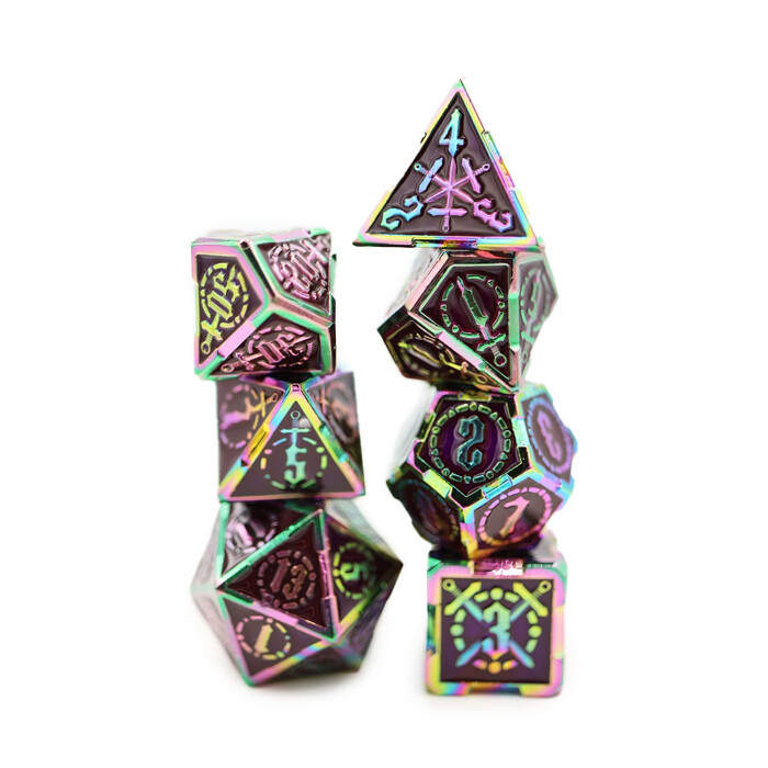 Foam Brain Games: Poly 7 Set - Metal - Crossed Swords: Imperial Gem