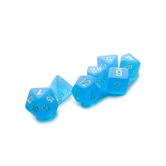 Chessex: Poly 7 Set - Mini - Frosted - Caribbean Blue w/ White