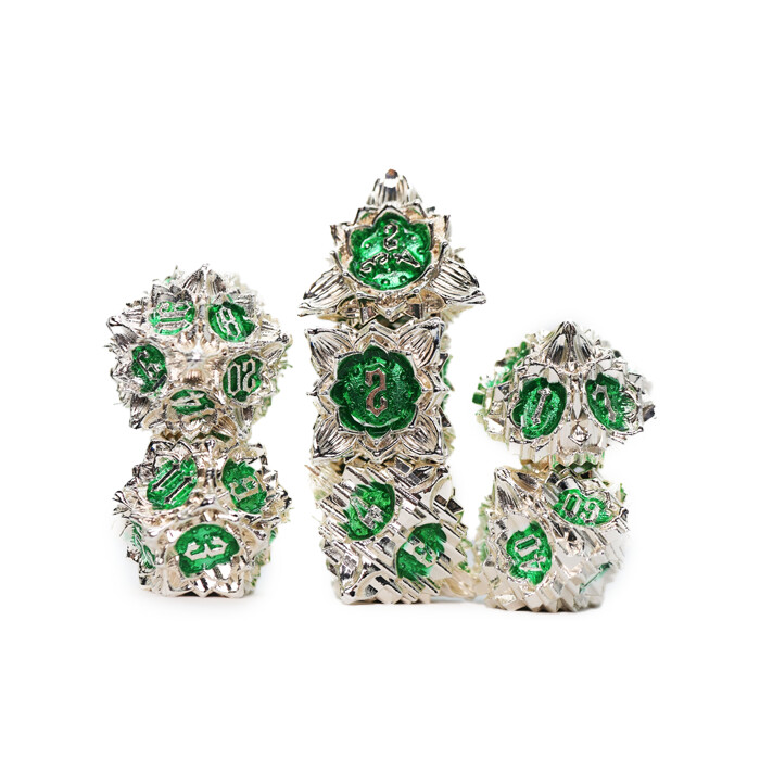 Foam Brain Games: Poly 7 Set - Metal - Floral Starburst - Frozen Fern