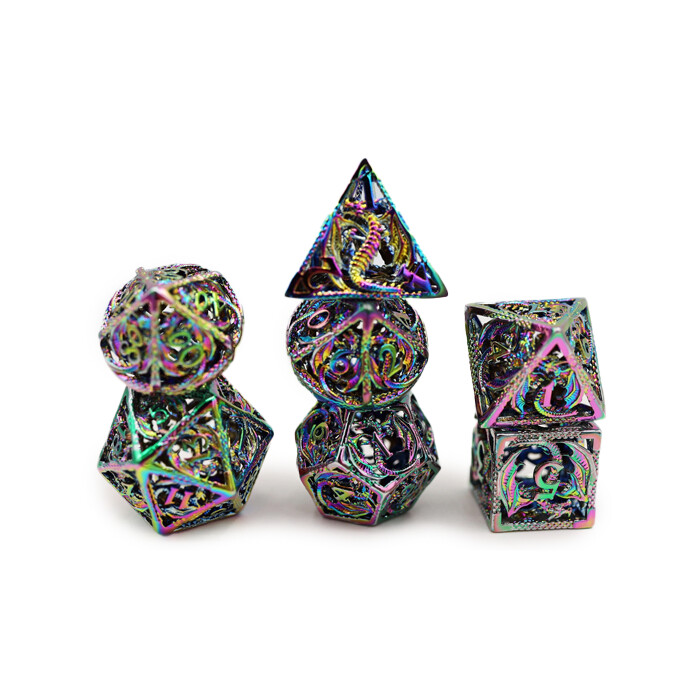 Foam Brain Games: Poly 7 Set - Metal - Hollow - Bound Dragon - Mystic