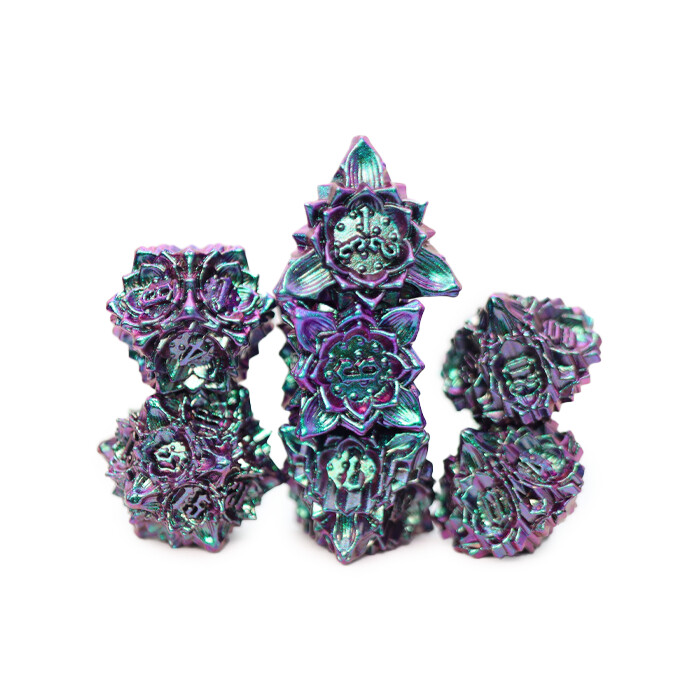 Foam Brain Games: Poly 7 Set - Metal - Floral Starburst - Mystic Marigold