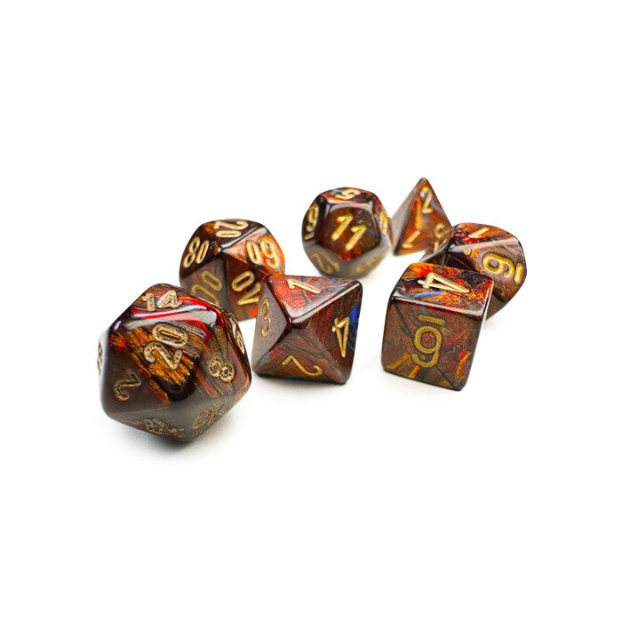 Chessex: Poly 7 Set - Mini - Scarab - Blue Blood w/ Gold