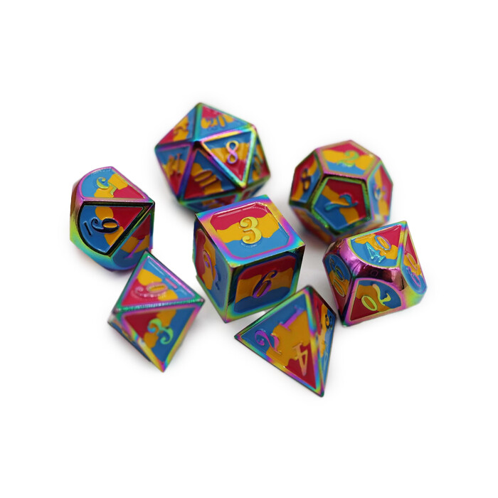 Foam Brain Games: Poly 7 Set - Metal - Pansexual Flag