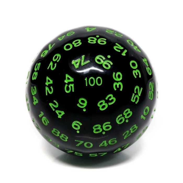 Foam Brain Games: D100 - Opaque - Black w/ Green