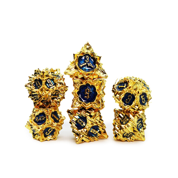 Foam Brain Games: Poly 7 Set - Metal - Floral Starburst - Golden Sweet Pea