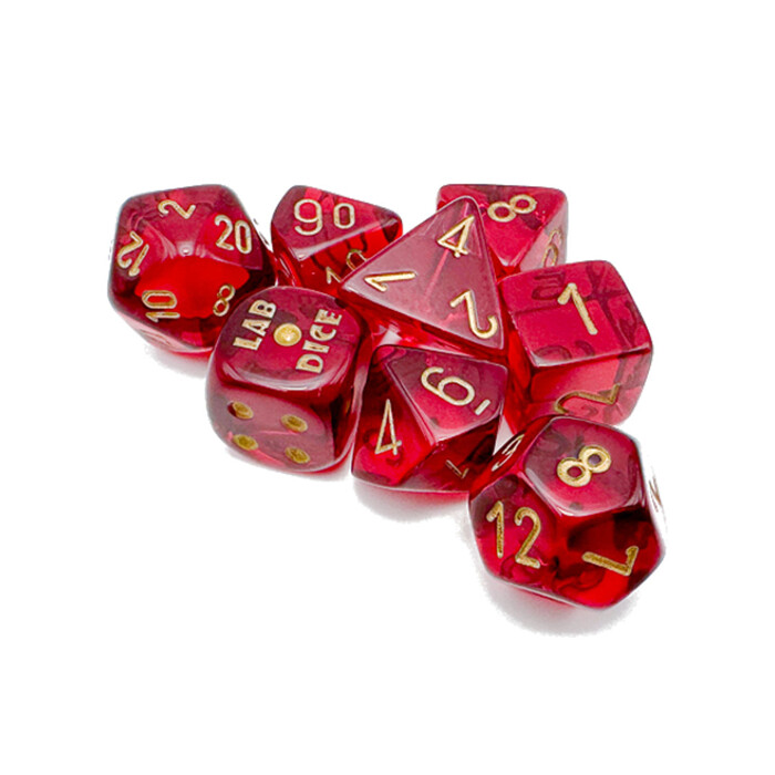 Chessex: Poly 7 Set - Translucent - Crimson w/ Gold