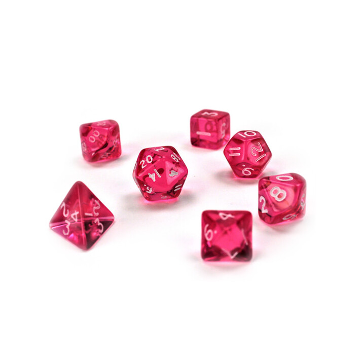 Chessex: Poly 7 Set - Translucent - Pink w/ White