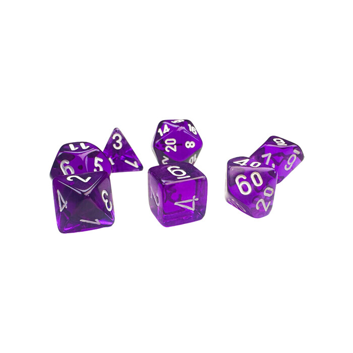 Chessex: Poly 7 Set - Mini - Translucent - Purple w/ White