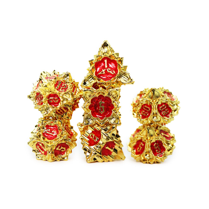 Foam Brain Games: Poly 7 Set - Metal - Floral Starburst - Ruby Rose