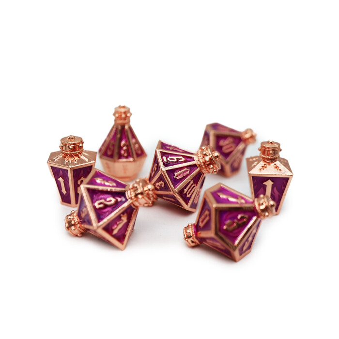 Foam Brain Games: Poly 7 Set - Metal - Moonlit Lantern - Coppered Voidfire