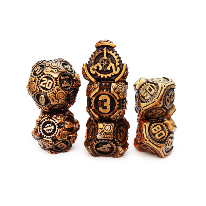 Foam Brain Games: Poly 7 Set - Metal - Airship Gears - The Rustbucket