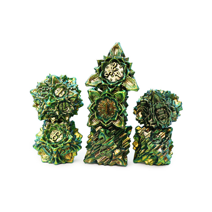 Foam Brain Games: Poly 7 Set - Metal - Floral Starburst - Frosted Undergrowth