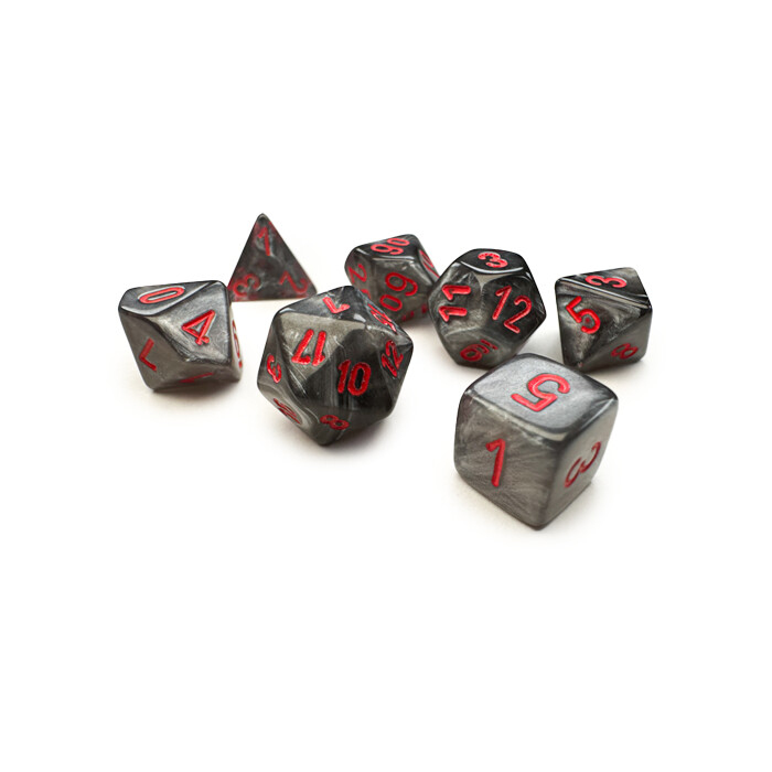 Chessex: Poly 7 Set - Mini - Velvet - Black w/ Red