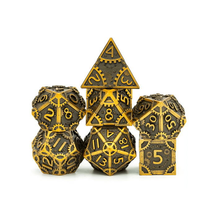 Foam Brain Games: Poly 7 Set - Metal - Steampunk - Antique Gold