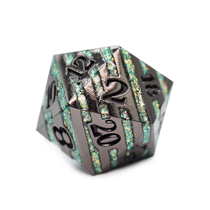 Foam Brain Games: D20 - Metal - Black w/ Green Mica
