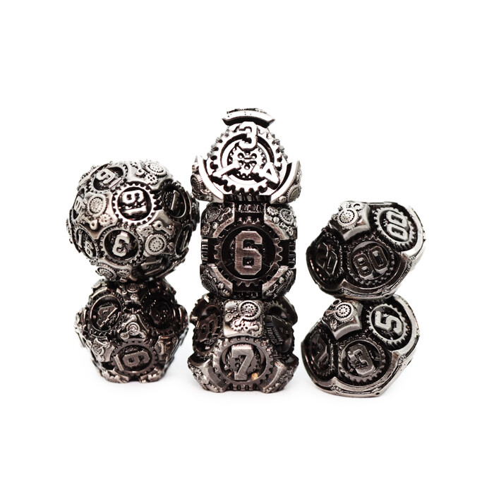 Foam Brain Games: Poly 7 Set - Metal - Airship Gears - Fierce Flotilla