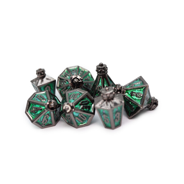 Foam Brain Games: Poly 7 Set - Metal - Moonlit Lantern - Midnight Acidfire