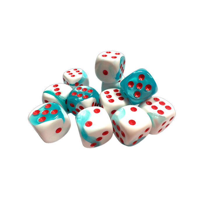 Chessex: 16mm D6 - Gemini - Teal White w/ Red