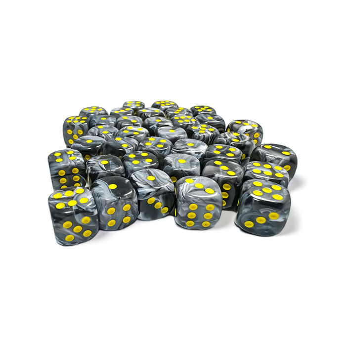 Chessex: 12mm D6 - Vortex - Black w/ Yellow